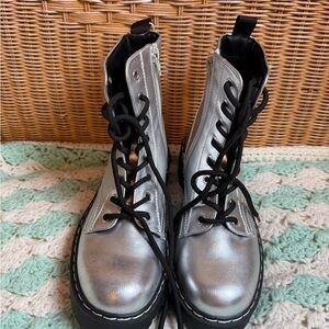 Sincerely Jules Silver Combat Boots